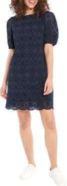 London Times Embroidered Eyelet Shift Dress