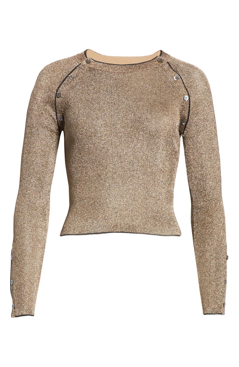 Simkhai Jonathan Simkhai Button Raglan Metallic Sweater, Alternate, color, 