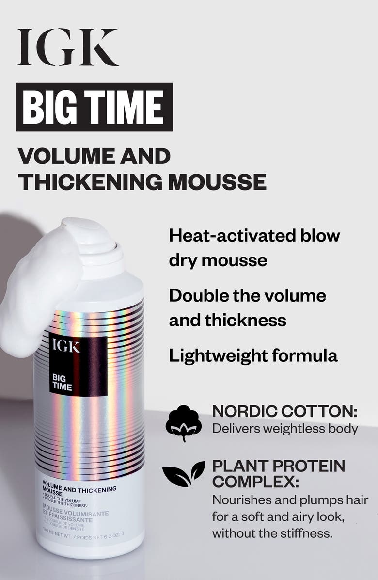 IGK Big Time Volume & Thickening Hair Mousse, Alternate, color, 