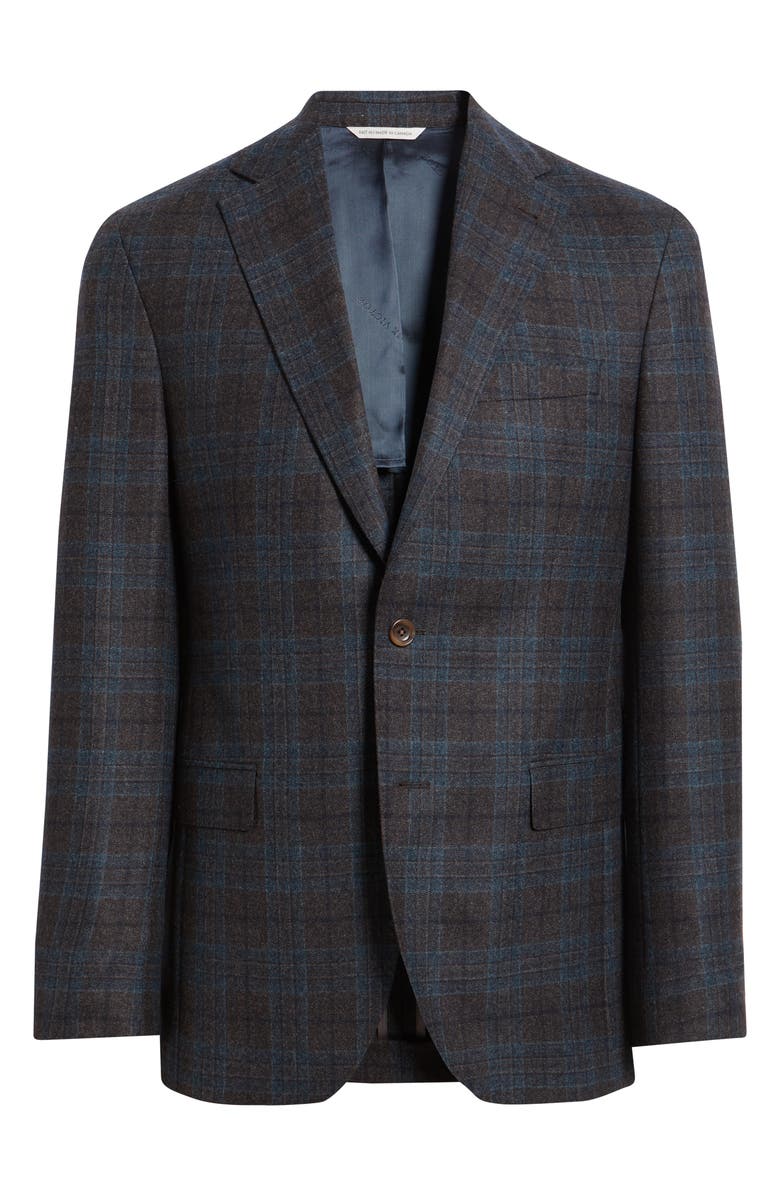 Jack Victor Midland Contemporary Fit Grey Deco Plaid Super 110s Wool Sport Coat, Alternate, color, Charcoal