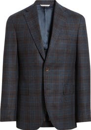 Jack Victor Midland Contemporary Fit Grey Deco Plaid Super 110s Wool Sport Coat