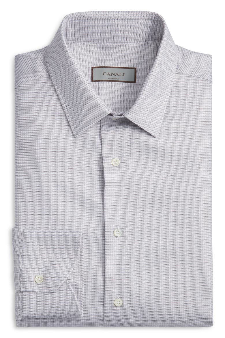 Regular Fit Microcheck Dress Shirt, Main, color, GREY