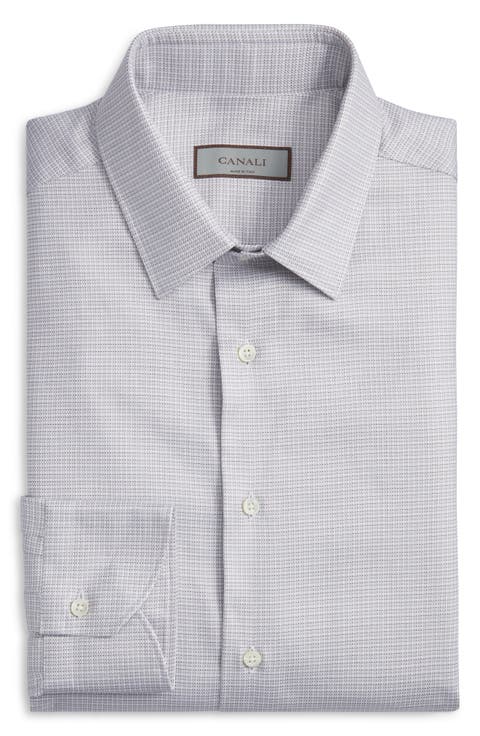 Regular Fit Microcheck Dress Shirt (Regular & Big)