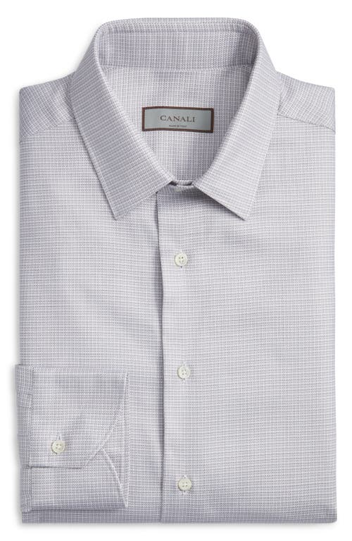 Canali Regular Fit Microcheck Dress Shirt In Gray