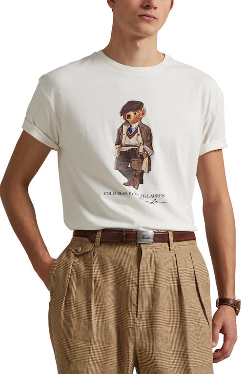 Polo Ralph Lauren Mens White Polo Bear Graphic-print Cotton-jersey T-shirt Xxl In Neutral