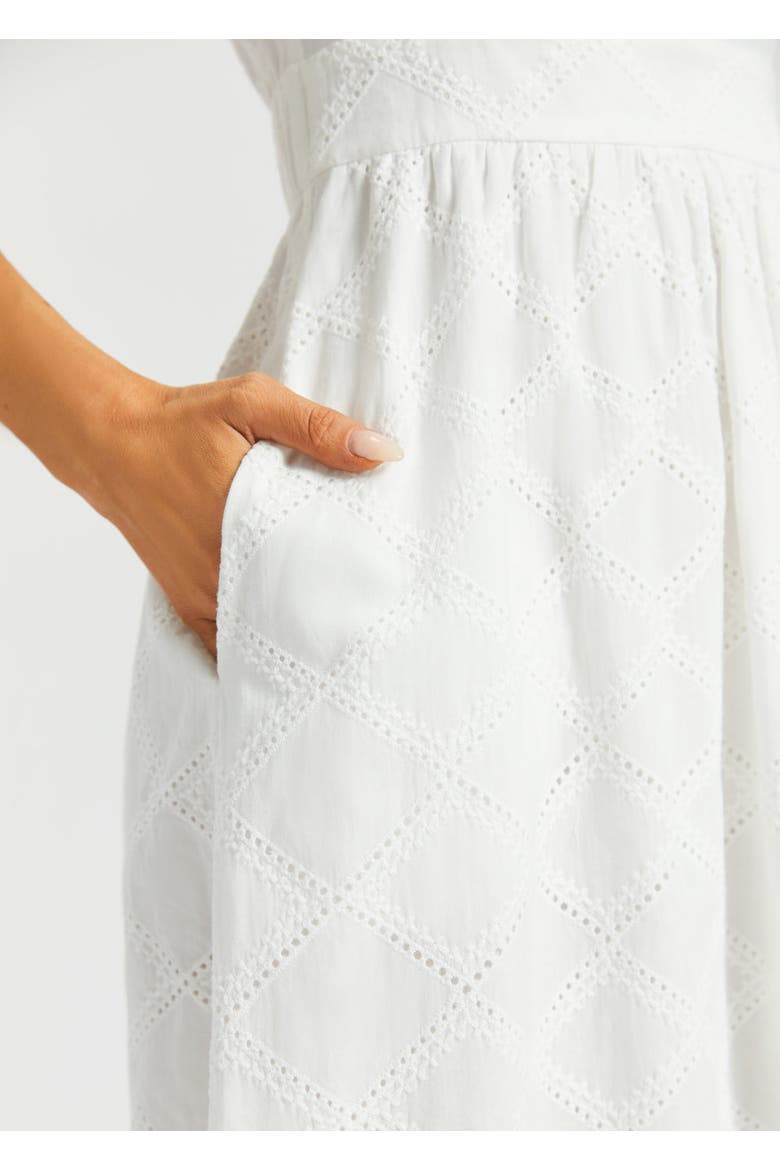 Eyelet Fit and Flare Dress, Alternate, color, Star White