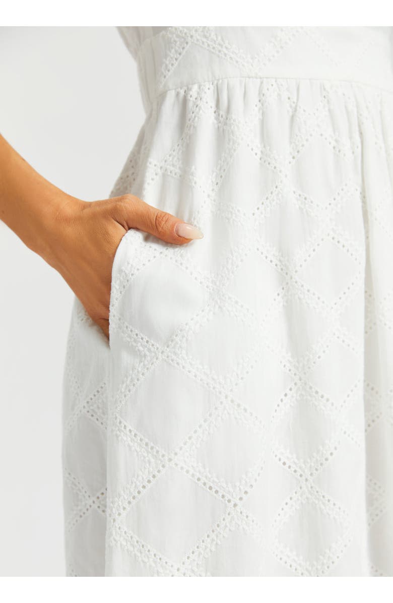 Betabrand Eyelet Fit and Flare Dress, Alternate, color, Star White