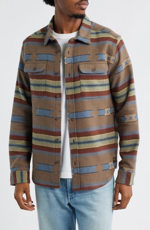 RVCA Dayshift Blanket Stripe Flannel Button-Up Shirt in Mushroom 