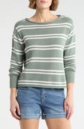 Vigoss Stripe Boat Neck Crop Sweater