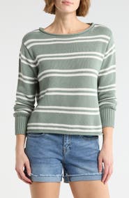 Vigoss Stripe Boat Neck Crop Sweater