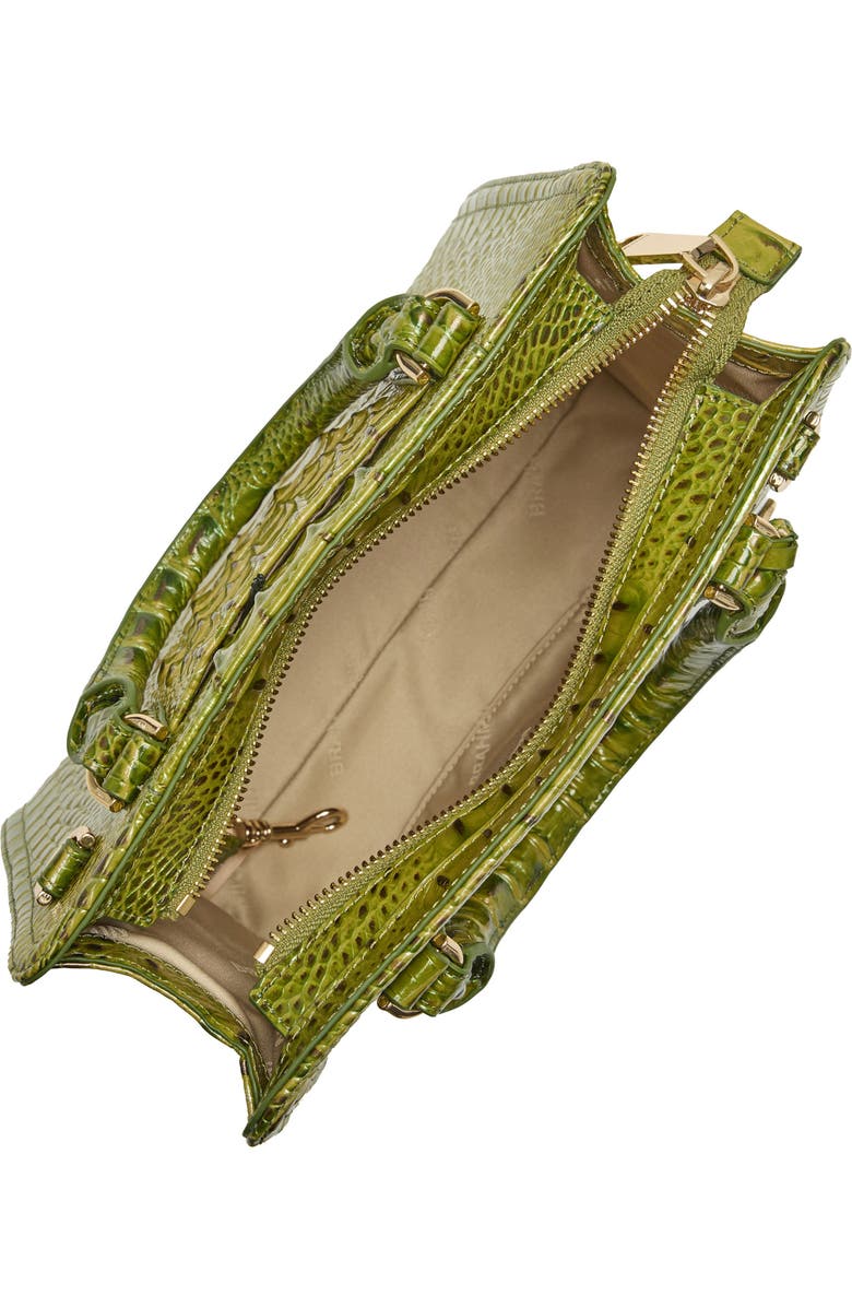 Brahmin Cami Croc Embossed Leather Satchel, Alternate, color, Olive