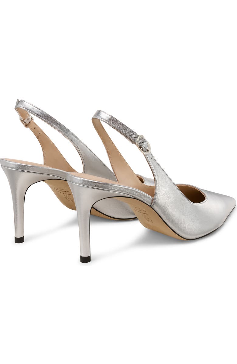 Stuart Weitzman Power Pointed Toe Slingback Pump, Alternate, color, Silver