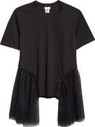 Noir Kei Ninomiya Cotton Ponte & Tulle T-Shirt