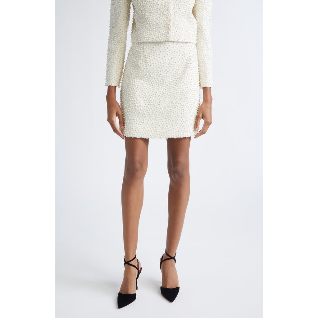 Carolina Herrera Faux Pearl Embellished Miniskirt In White