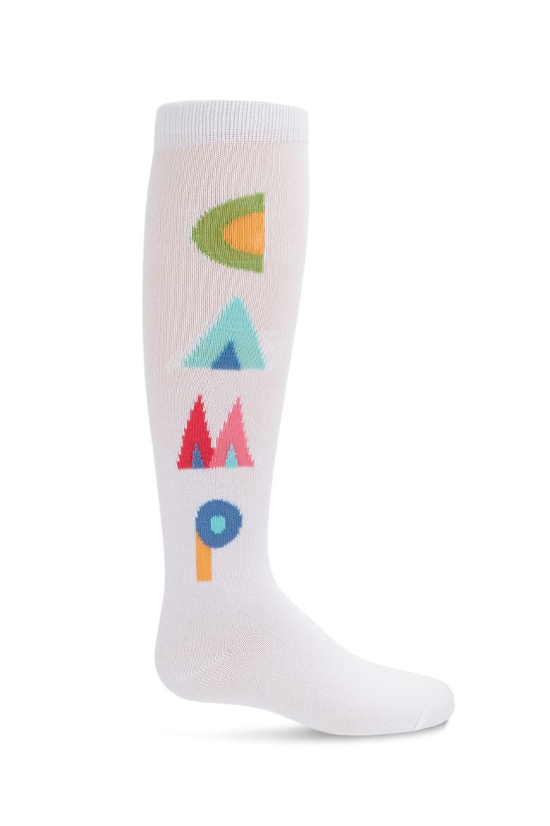 Camp Rules Knee High Sock, Alternate, color, White