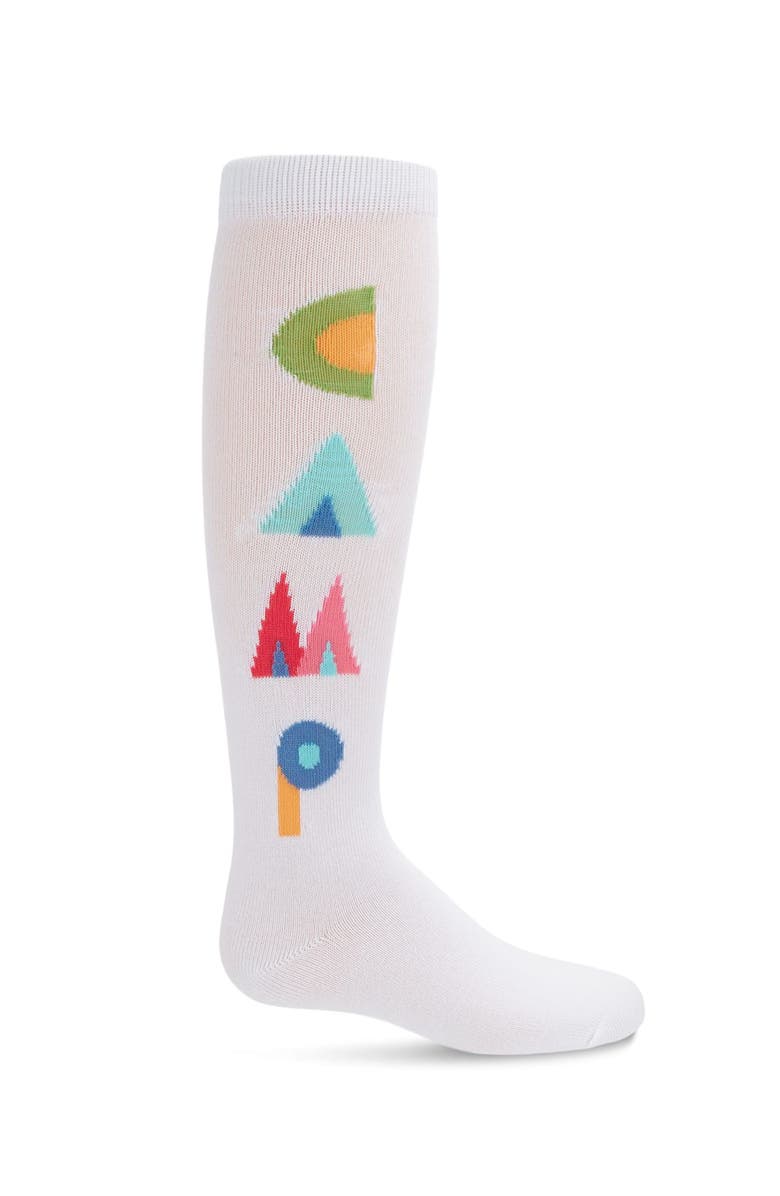 MeMoi Camp Rules Knee High Sock, Alternate, color, White