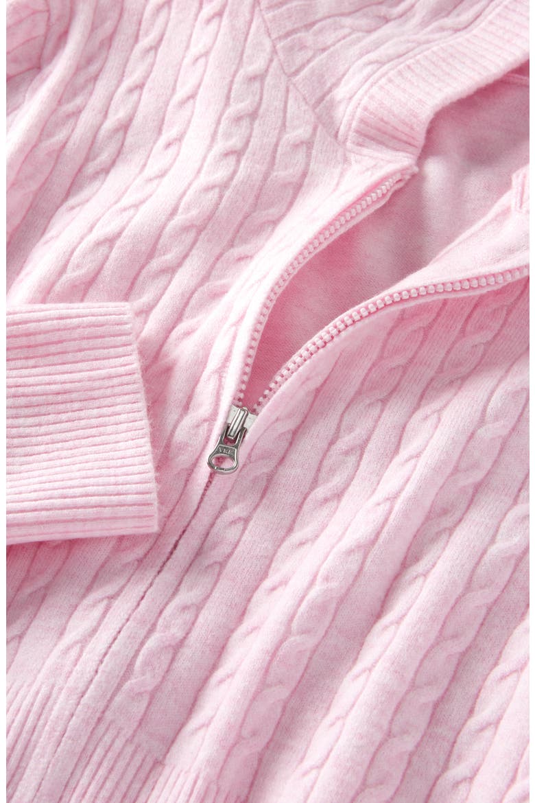 Cable Knit Zip Front Hoodie, Alternate, color, PINK SHADE