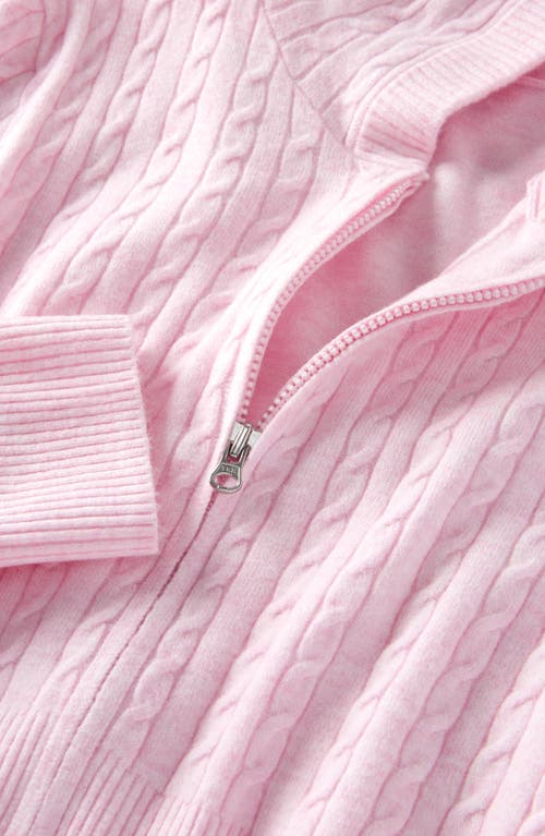 Nordstrom Cable Knit Zip Front Hoodie In Pink