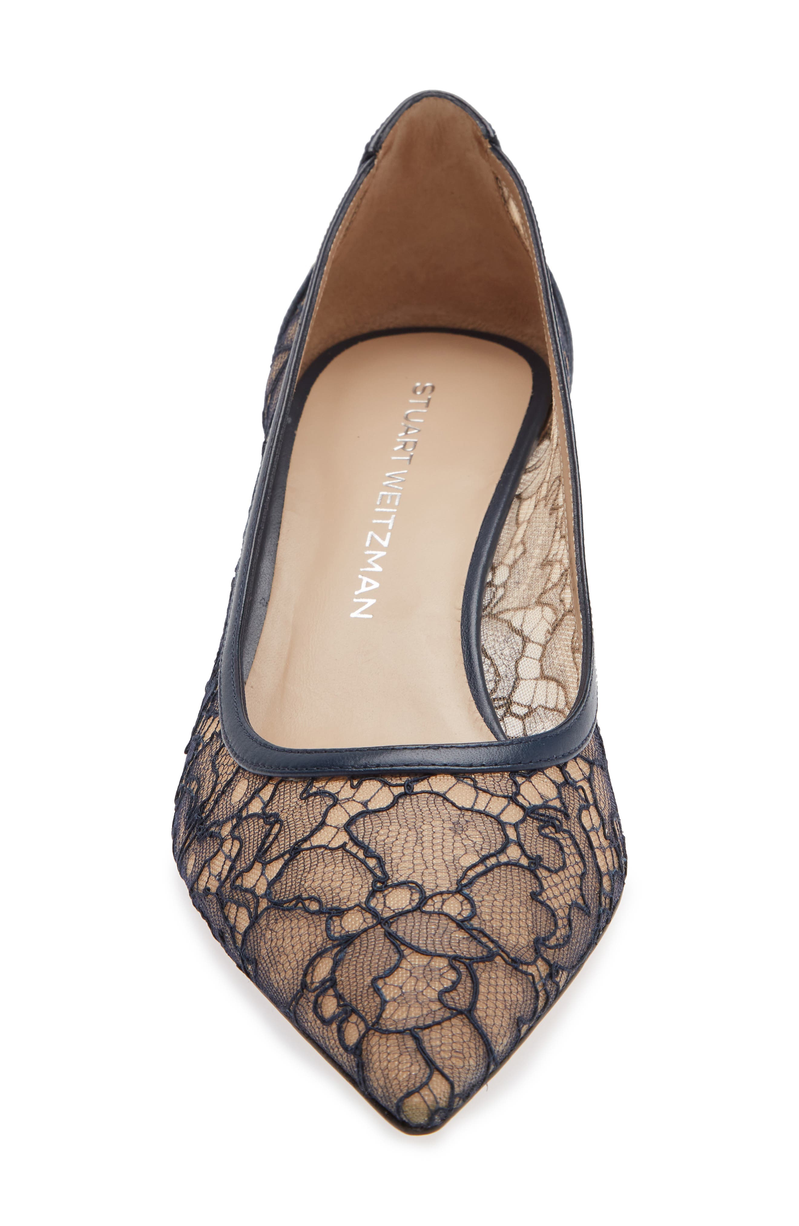 Stuart Weitzman Stuart Power 50 Pump, Alternate, color, Navy Lace