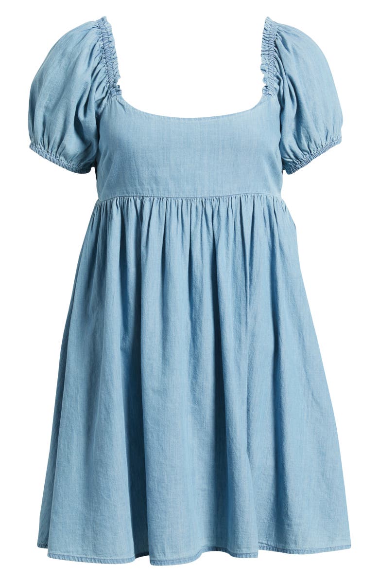 BP. Puff Sleeve Babydoll Minidress, Alternate, color, Medium Wash