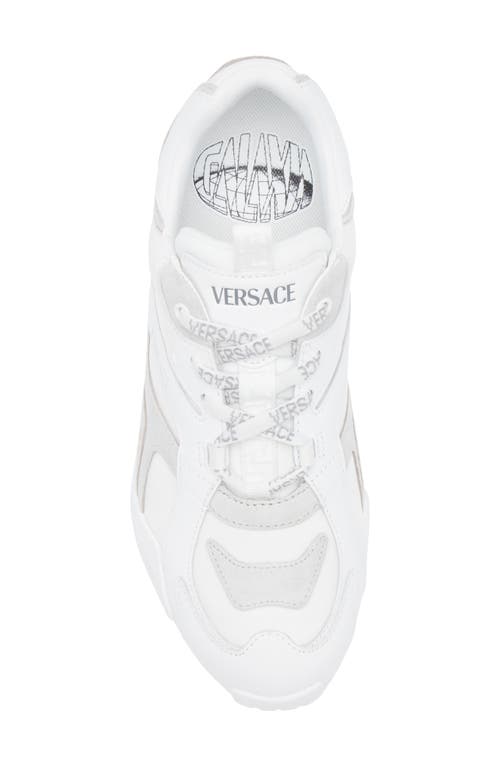 Versace Galaxia Suede-trimmed Leather Sneakers In White Concrete