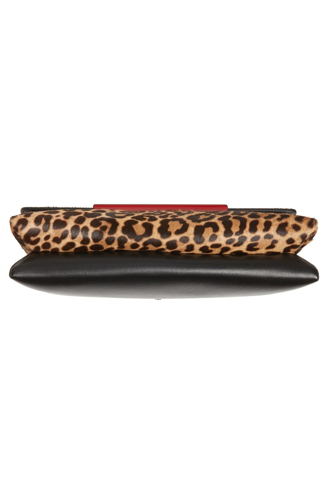 'Rougissime' Convertible Calf Hair Flap Clutch, Alternate, color, BROWN/ BLACK