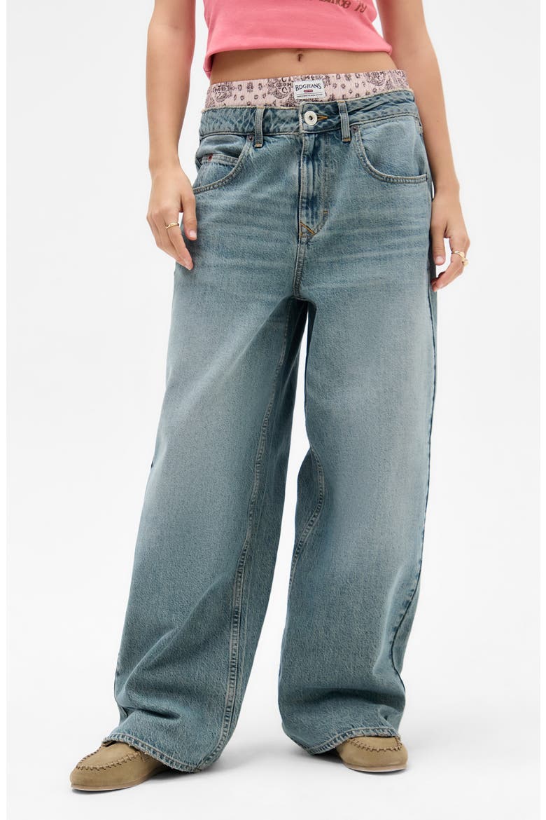 Jaya Bandana Boxer Wide Leg Jeans, Main, color, SMOKEY BLUE