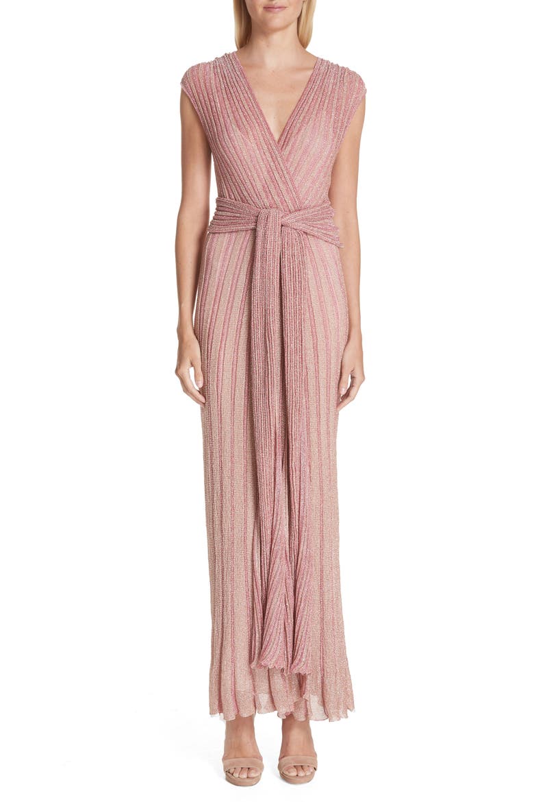 Metallic Knit Gown, Main, color, PINK