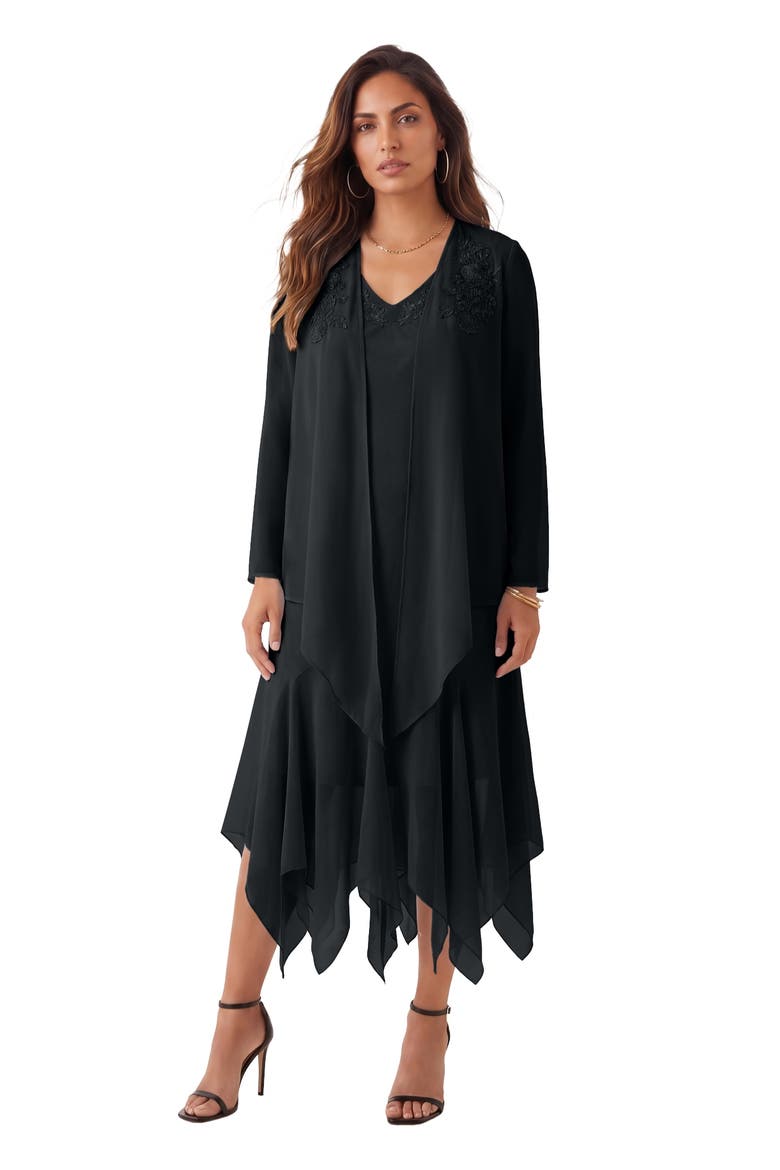 Sequin Jacket Dress Set, Main, color, BLACK