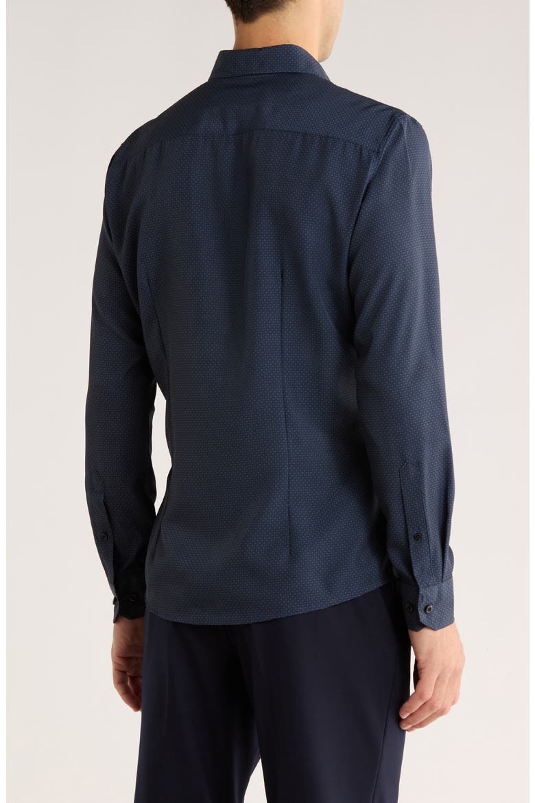 Geometric Stretch Button-Up Shirt, Alternate, color, BLACK/ NOIR