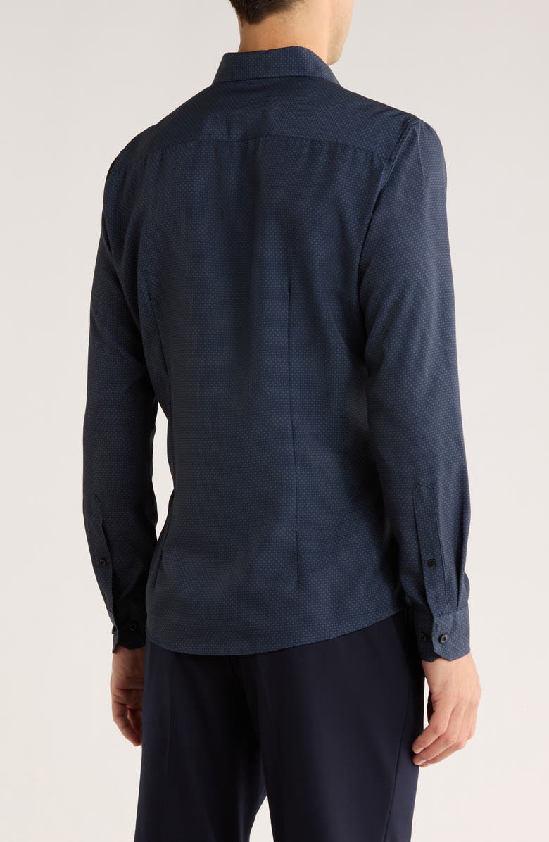 SOUL OF LONDON Geometric Stretch Button-Up Shirt, Alternate, color, Black/ Noir