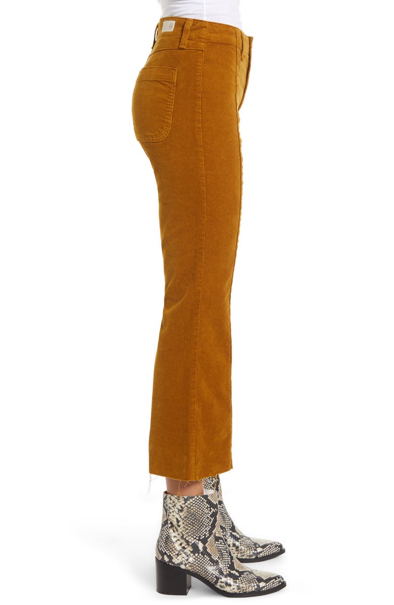 AG Quinne Paneled Corduroy Crop Flare Pants, Alternate, color, Mustard Gold