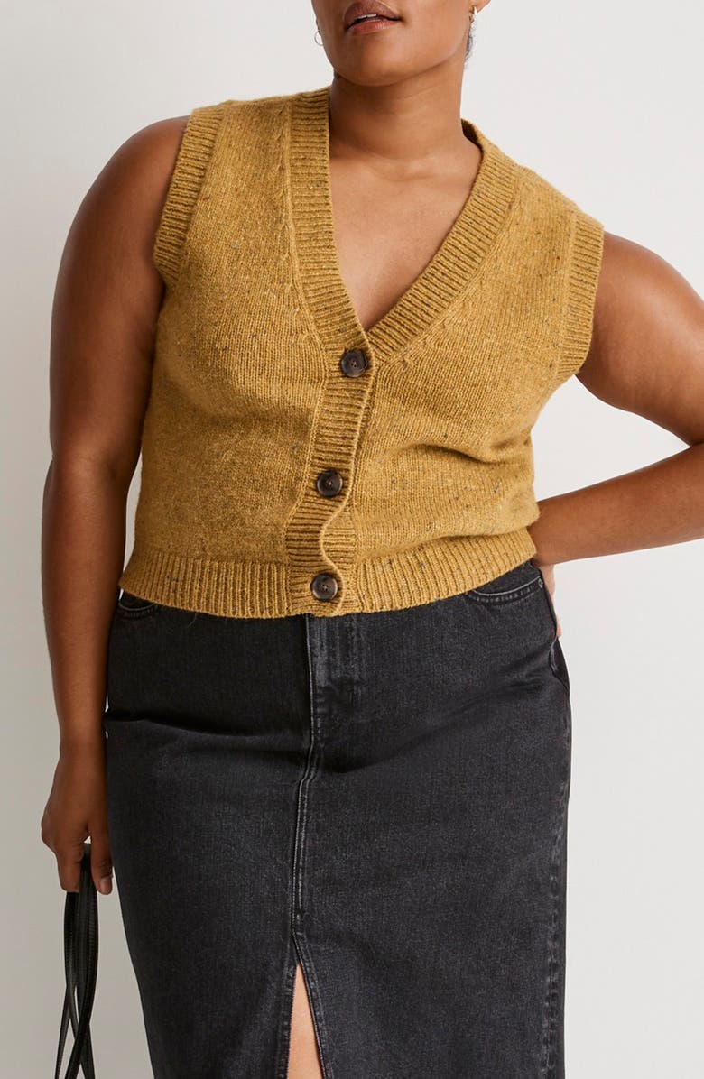 Madewell Donegal Button Front Sweater Vest, Alternate, color, 