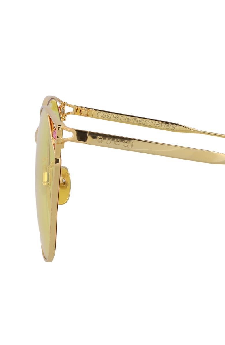 Gucci 62mm Novelty Round Sunglasses, Alternate, color, Gold Gold Yellow
