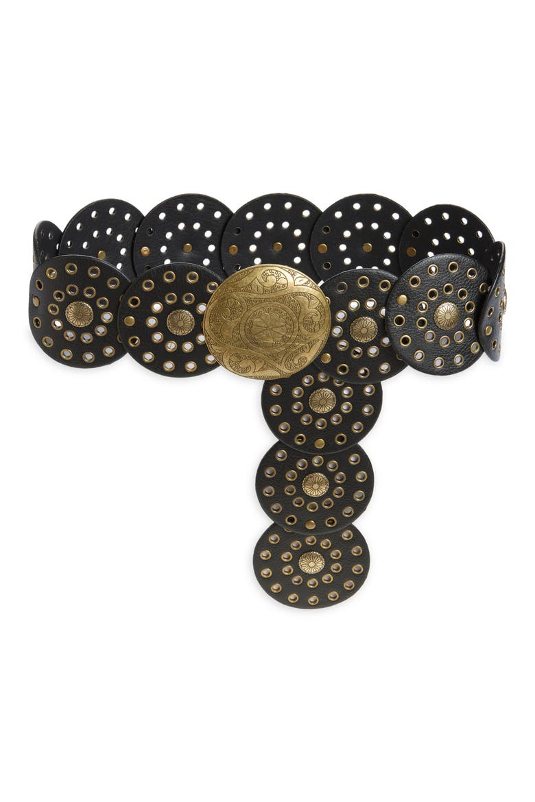 Circle Grommet Belt, Main, color, BLACK