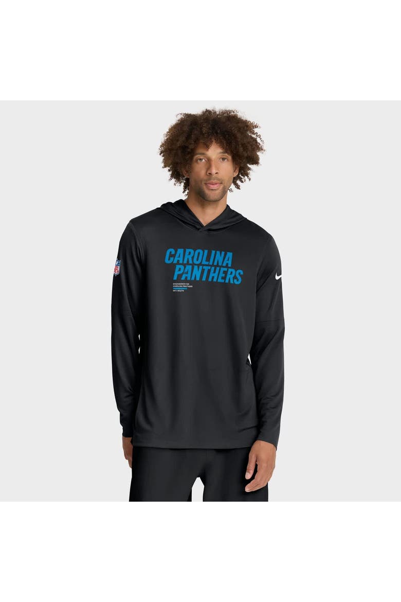 Men's Nike Black Carolina Panthers Sideline Pure Fury Dri-FIT Long Sleeve Hoodie T-Shirt, Alternate, color, Black