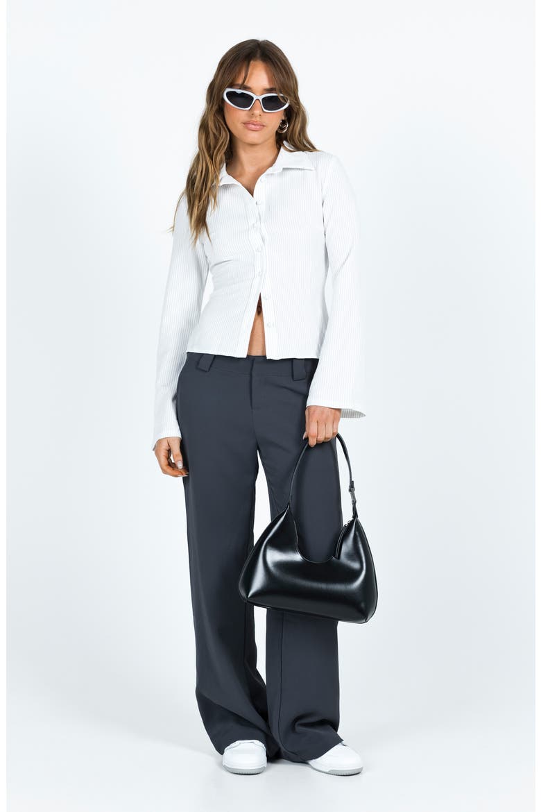 Anni Pinstripe Long Sleeve Button-Up Shirt, Alternate, color, WHITE