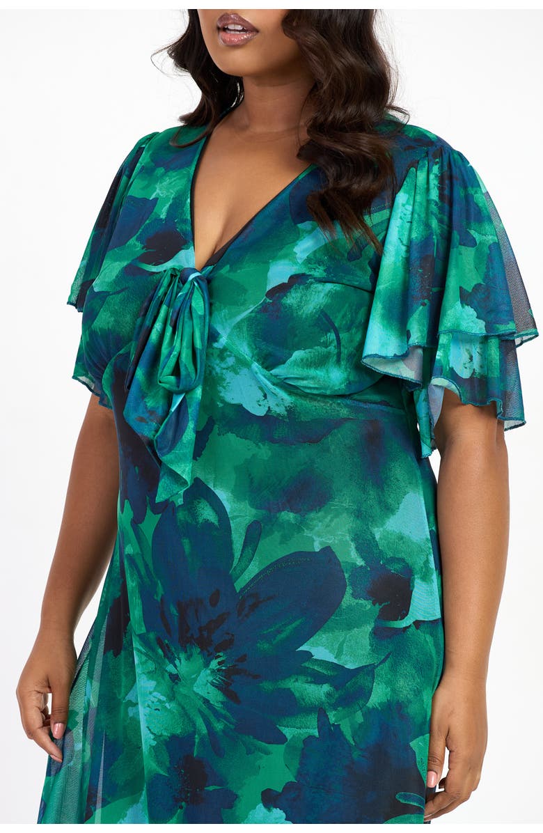 FASHION-SZN CURVE Curve Flutter Sleeve Midi Dress, Alternate, color, Green