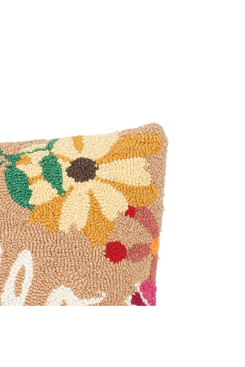 Hello Hooked Throw Pillow, 18" x 18", Alternate, color, Brown
