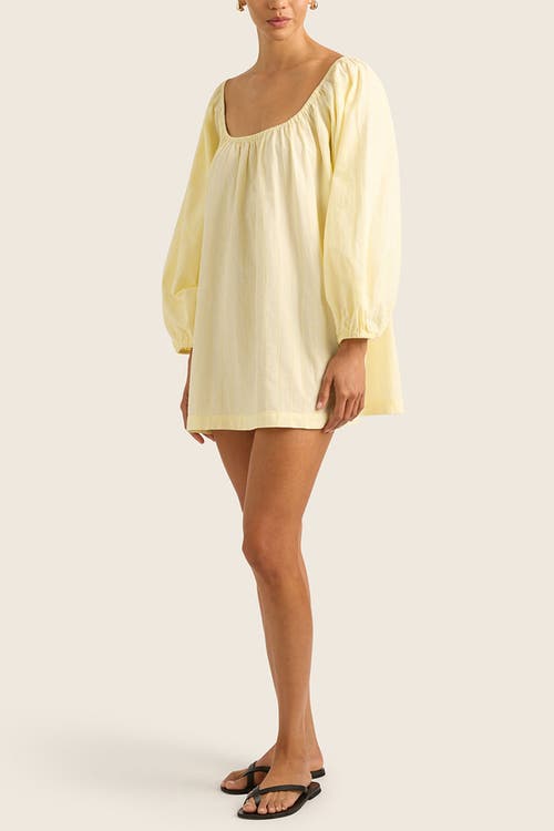 Hope And May Nia Cotton Linen Smock Mini Dress In Yellow