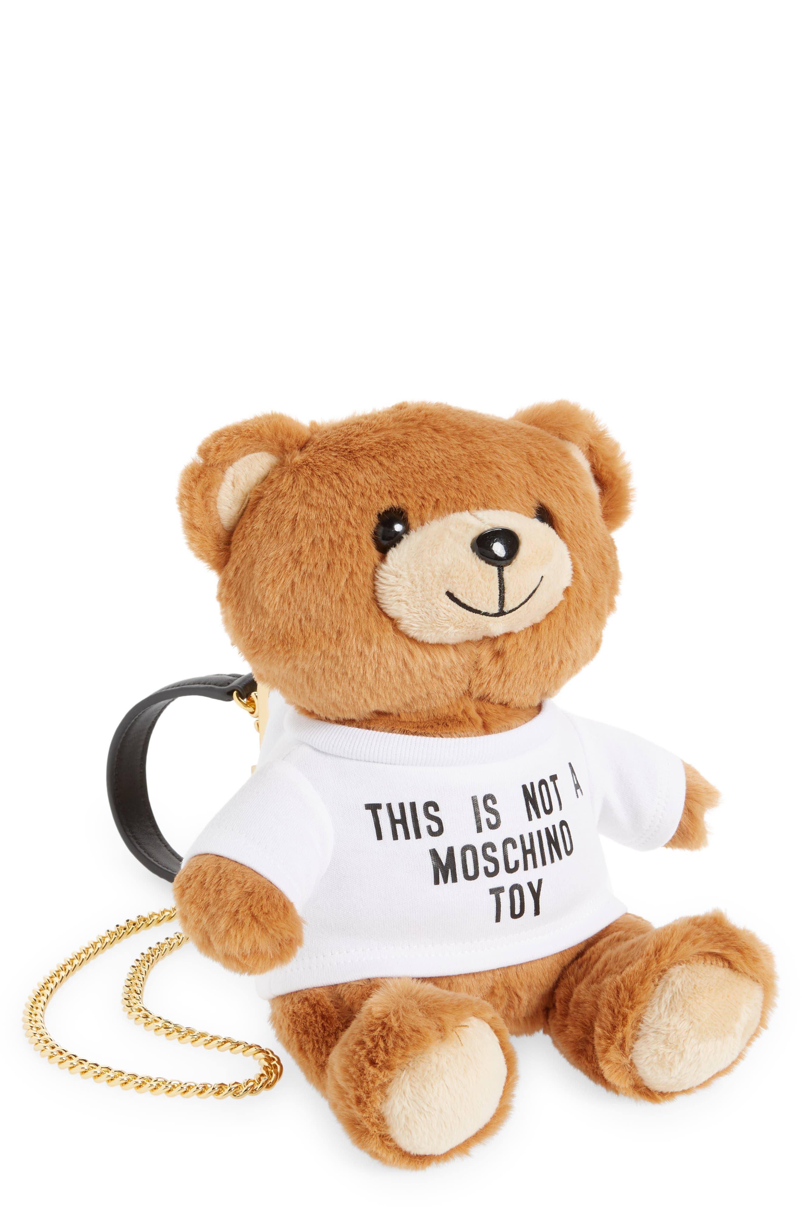 Moschino Plush Stuffed Teddy Bear Clutch, Main, color, 