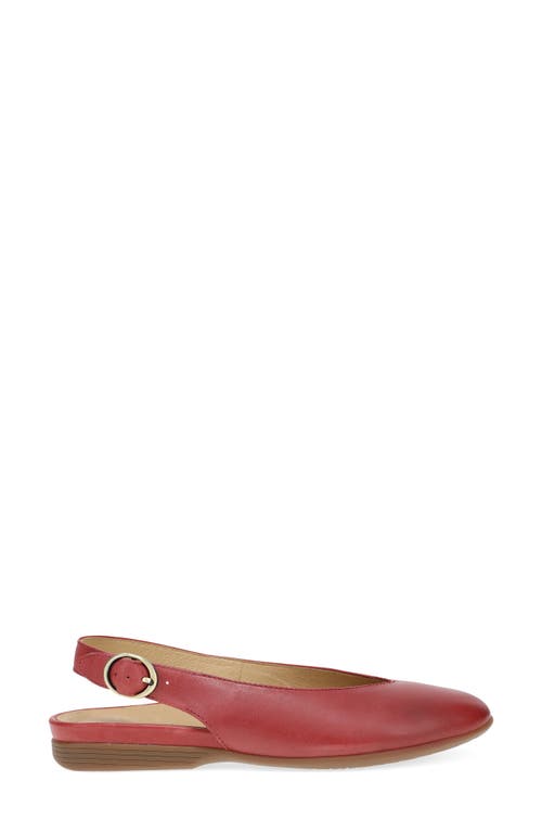 Dansko Lea Slingback Flat In Red Burnished Nappa