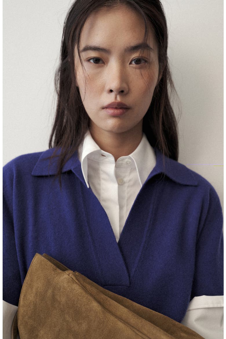 Polo Collar Wool Sweater, Alternate, color, PURPLE