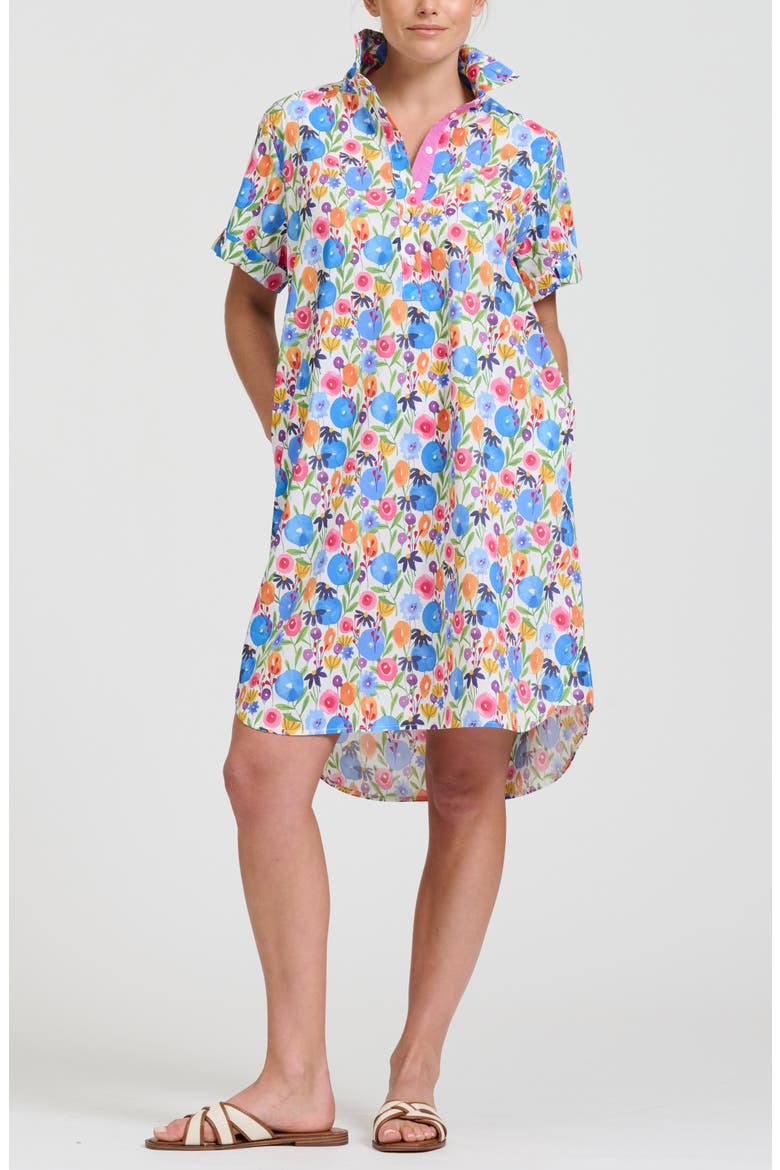 Stripe Popover Poplin Shirtdress, Main, color, SUMMER BOUQUET