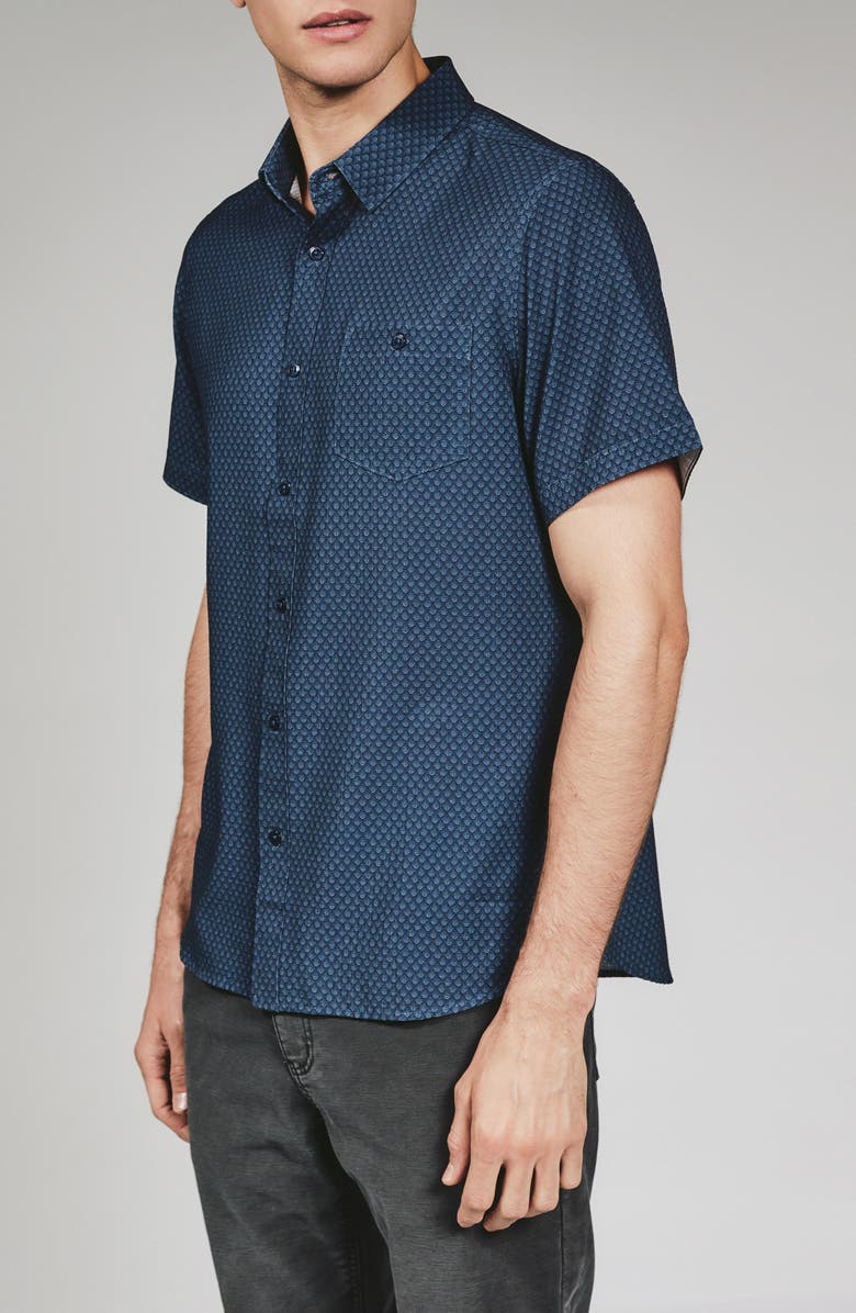 7 Diamonds Bosworth Short Sleeve Button-Down Shirt, Alternate, color, Navy