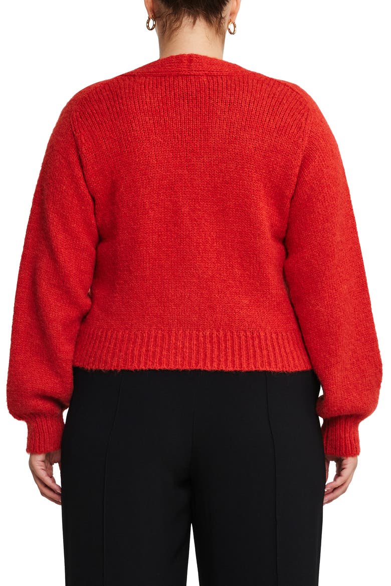 Crystal Button Cardigan, Alternate, color, POMEGRANATE