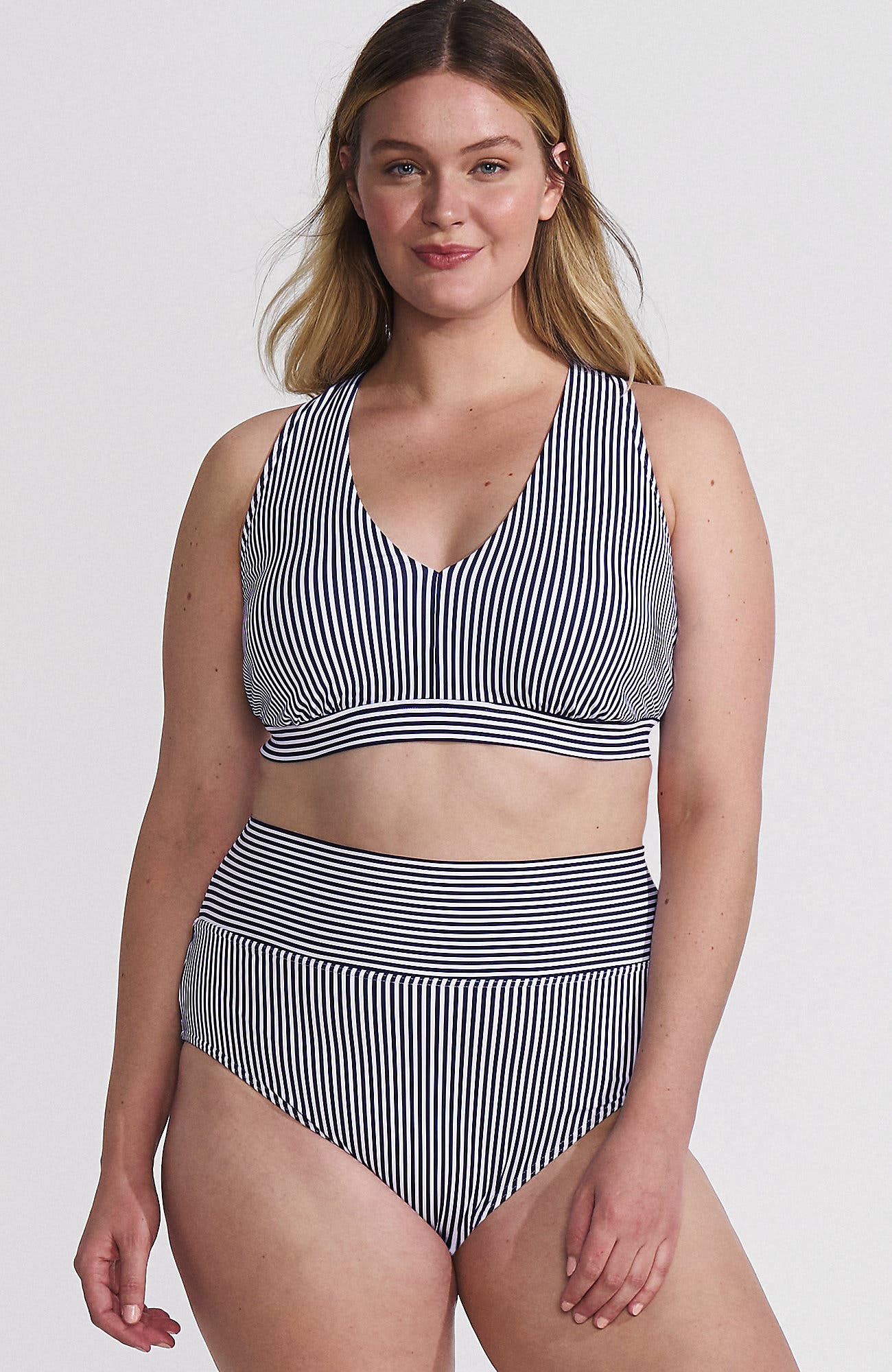 selected Deep Sea Navy Mini Stripe