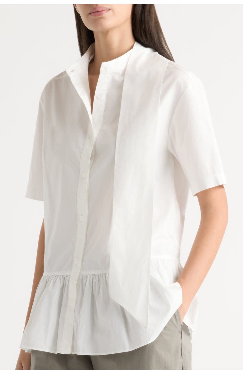 Modern Citizen Gretta Scarf-Neck Ruffled Tunic Blouse, Alternate, color, White