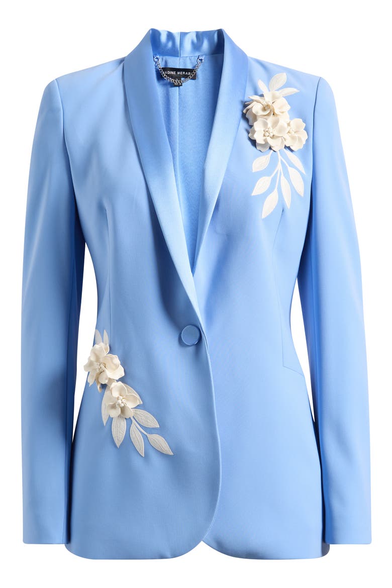Allegra Floral Appliqué Blazer, Alternate, color, BLUE