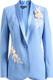 NADINE MERABI Allegra Floral Appliqué Blazer